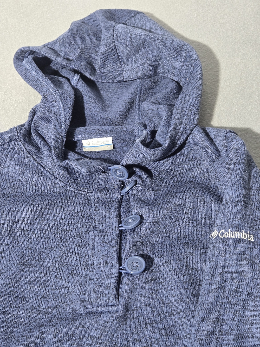 Columbia Men's Blue Hooded Knit Pullover Sweater